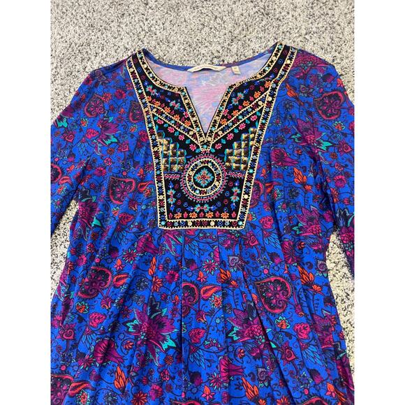 Soft Surroundings Tamuri‎ Tunic, Women's XS Beaded Vibrant Hippie Boho Fun - Picture 4 of 13
